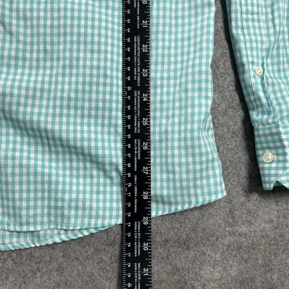 ETON Slim Fit Shirt Mens 42 16.5 Green Gingham Plaid Cotton Mitered Cuff - Picture 9 of 10